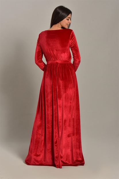 Maroon velvet long dress