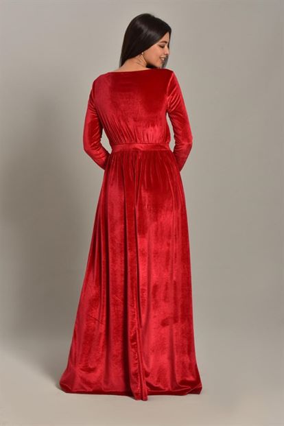 Maroon velvet long dress