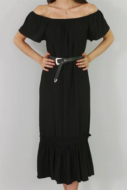 Black Etegi Volan Kisa Sleeve Dress