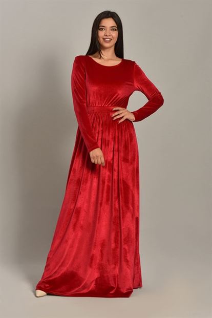 Maroon velvet long dress