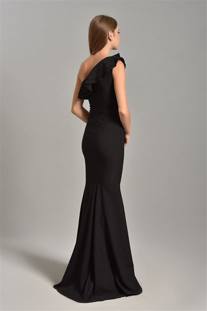 Flywheel Black One Shoulder Evening Dress