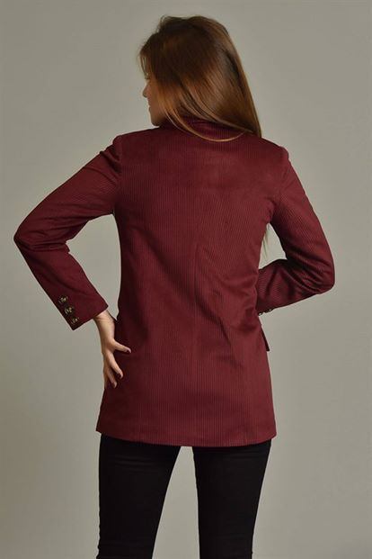 Burgundy Flyilli Velvet Blazer Jacket