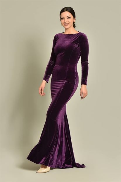 Murum Back Decollete velvet Evening Dress