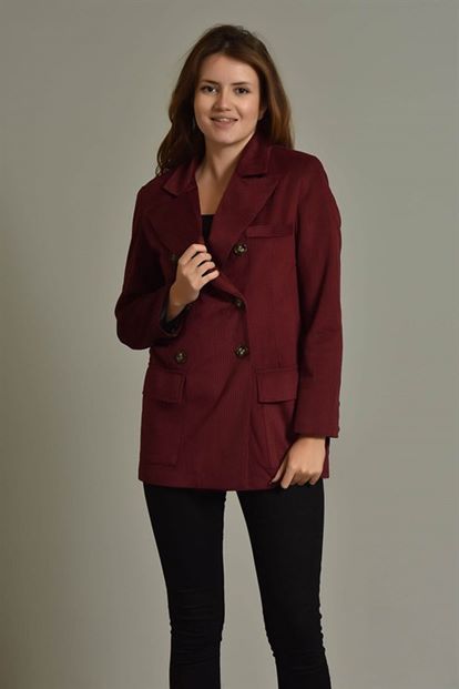 Burgundy Flyilli Velvet Blazer Jacket