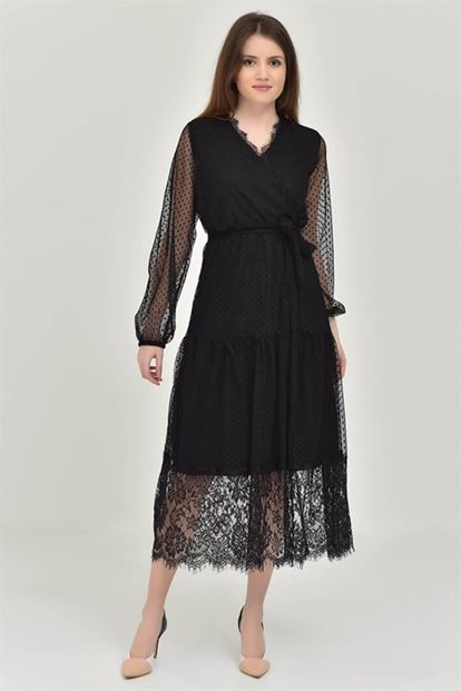 Siyah Dantel Elbise