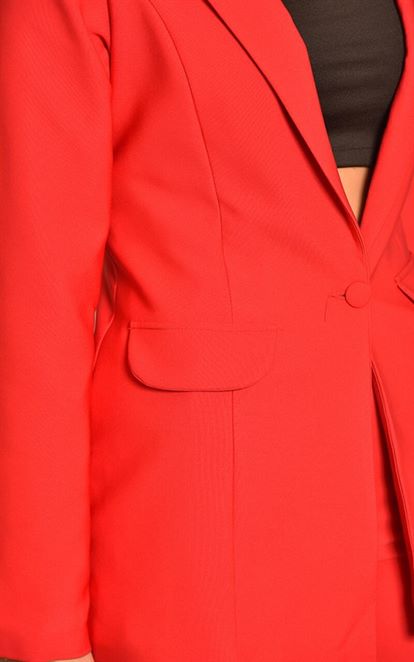 Red jacket pants suit large body