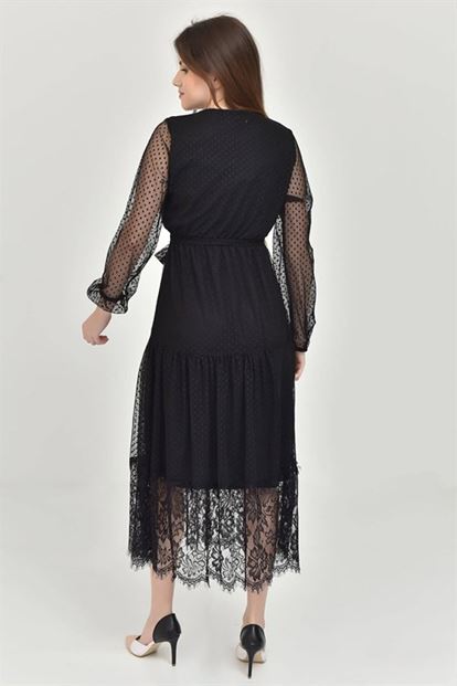 Siyah Dantel Elbise