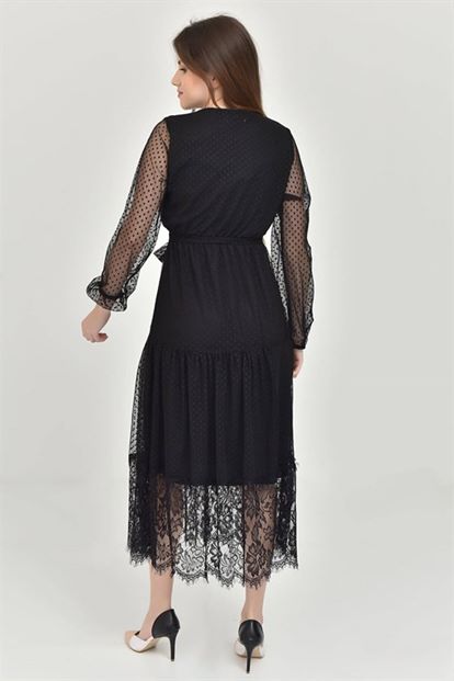 Siyah Dantel Elbise