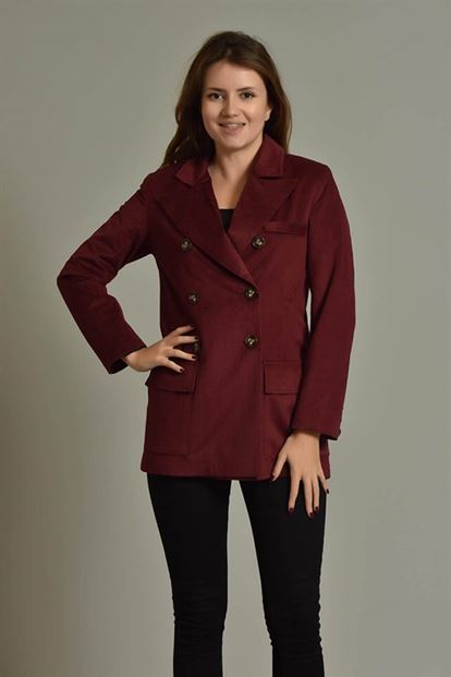 Burgundy Flyilli Velvet Blazer Jacket