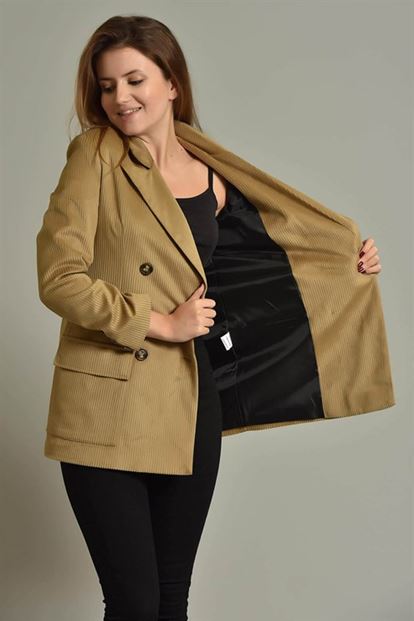 Cream Attay Velvet Blazer Jacket