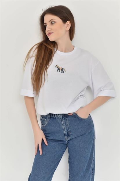 Slit White Embroidered Shirts