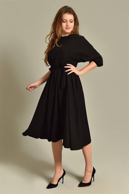Black velvet midi boy dress