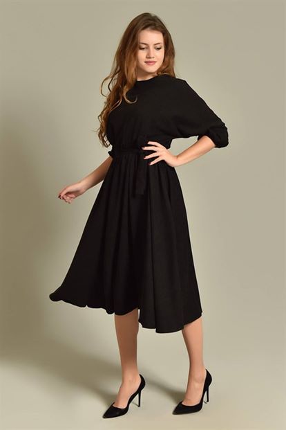 Black velvet midi boy dress