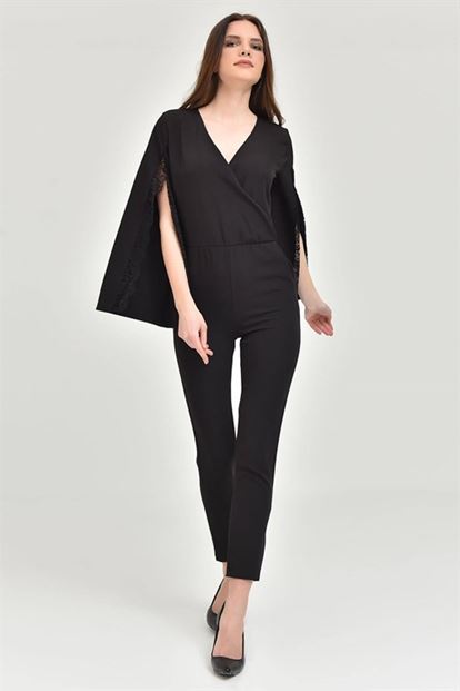 Siyah Kolları Yırtmaçlı Tulum