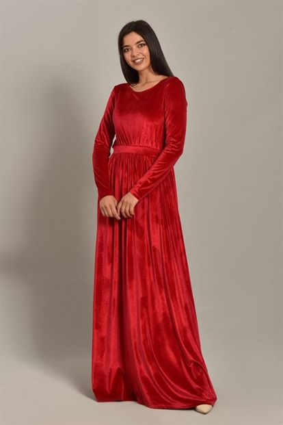 Maroon velvet long dress