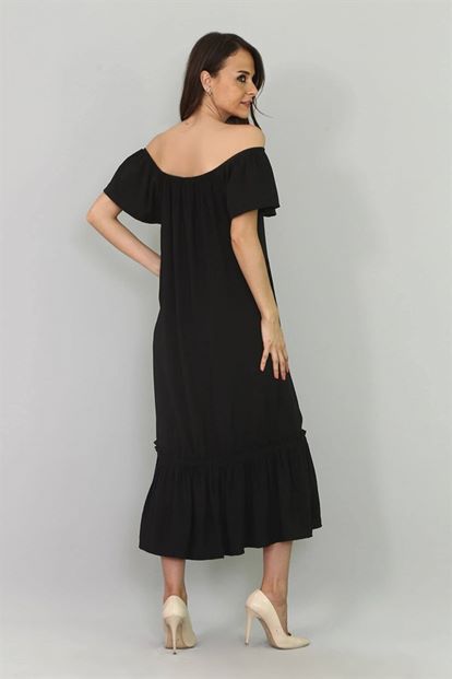 Black Etegi Volan Kisa Sleeve Dress