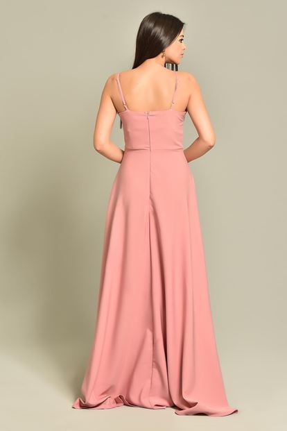 Pembe İp Askılı Abiye Elbise