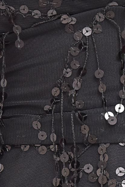 Siyah Pul Payet Mini Elbise