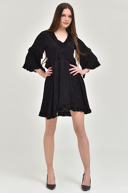 Frilly Black Satin Dress