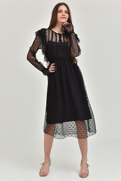 Black Tulle Dress Length Midi