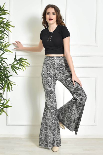 Gray Yilan Patterned Spanish Cases Jean Pants