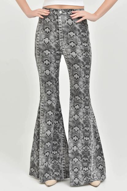 Gray Yilan Patterned Spanish Cases Jean Pants
