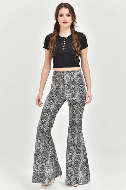 Gray Yilan Patterned Spanish Cases Jean Pants