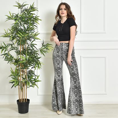 Gray Yilan Patterned Spanish Cases Jean Pants