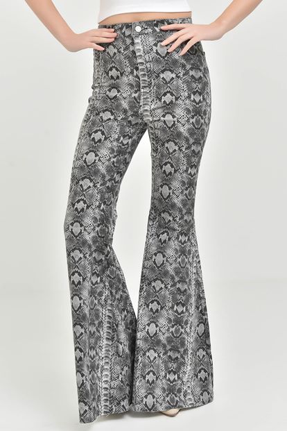 Gray Yilan Patterned Spanish Cases Jean Pants
