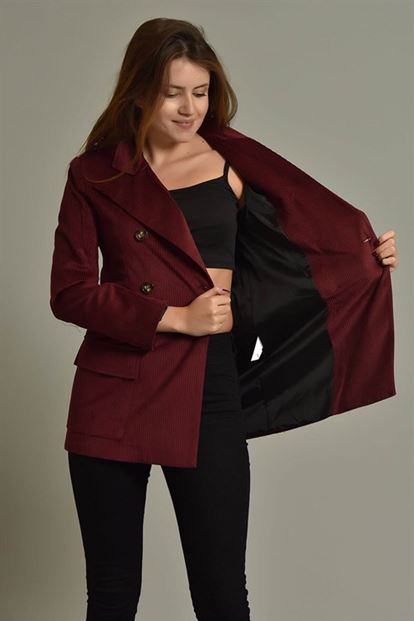 Burgundy Flyilli Velvet Blazer Jacket