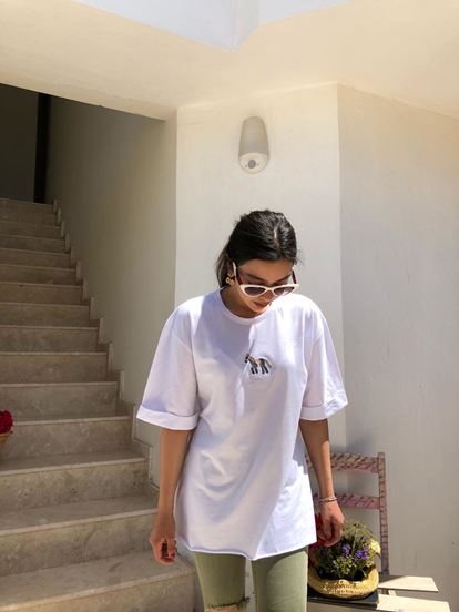 Slit White Embroidered Shirts