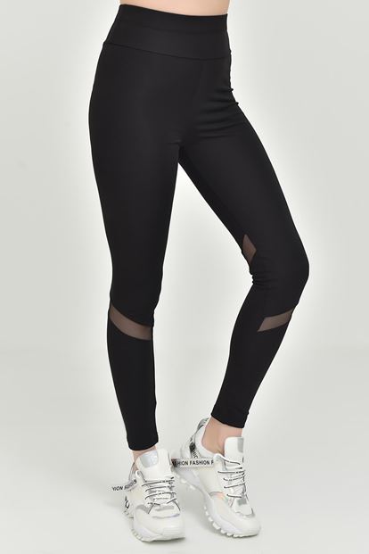 Black tulle detailed sports tights