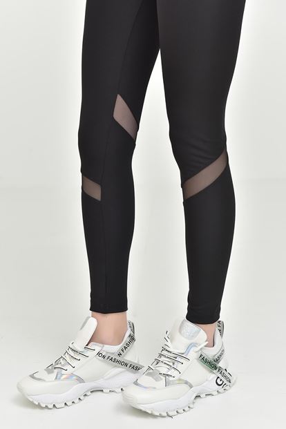 Black tulle detailed sports tights