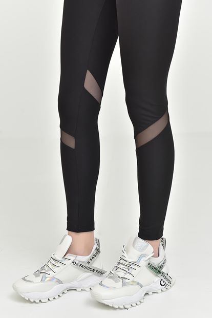 Black tulle detailed sports tights