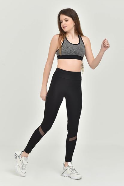 Black tulle detailed sports tights