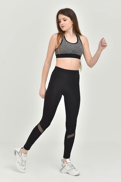 Black tulle detailed sports tights
