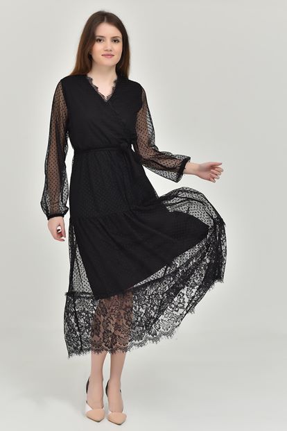 Siyah Dantel Elbise