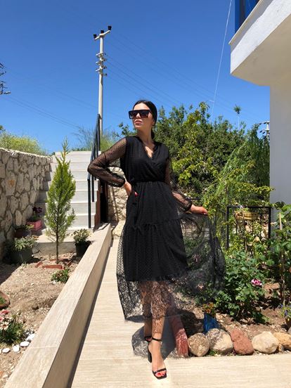 Siyah Dantel Elbise