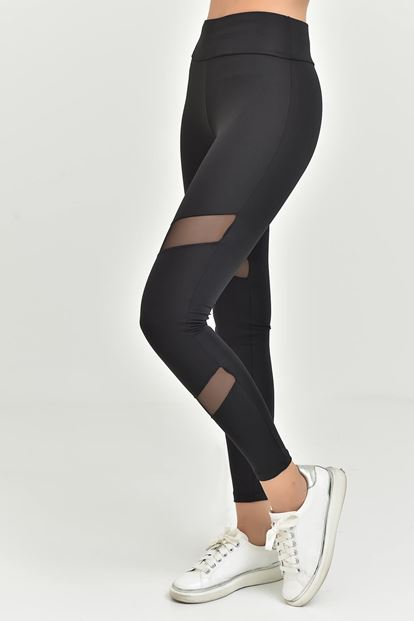 Black tulle detailed sports tights