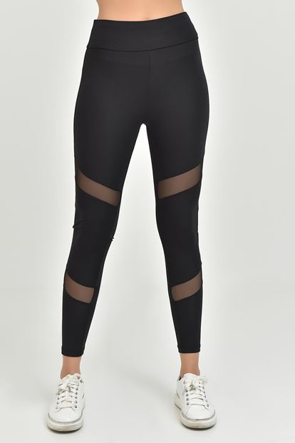 Black tulle detailed sports tights