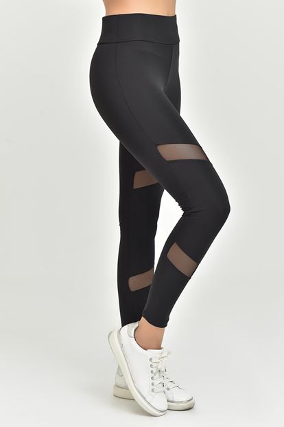 Black tulle detailed sports tights