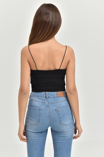 Black Rope Hanger Crop Blouse