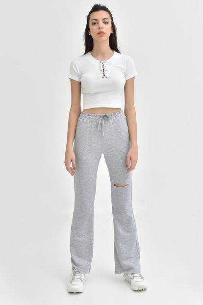 Detailed Torn Gray tracksuit Six