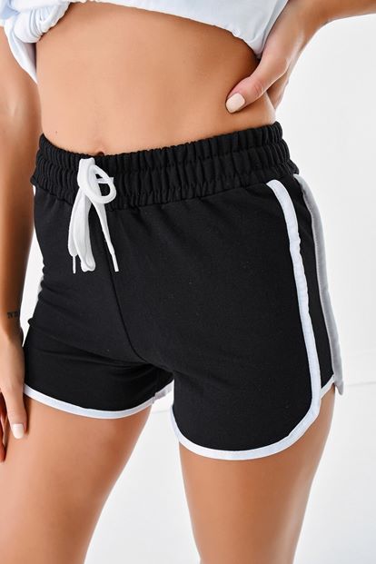 Detailed Black Stripe Shorts