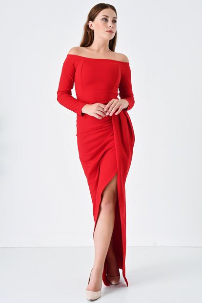 Red Slit Long Evening Dress