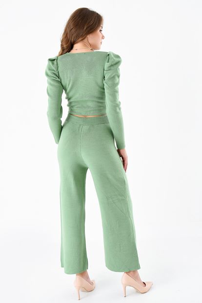 Yeşil Bluz Pantolon Alt Üst Triko Takım