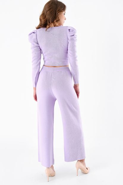 Lila Bluz Pantolon Alt Üst Triko Takım