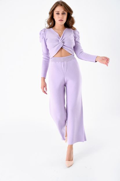 Lila Bluz Pantolon Alt Üst Triko Takım