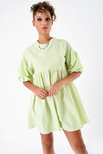 Yeşil Bolon Kol Elbise
