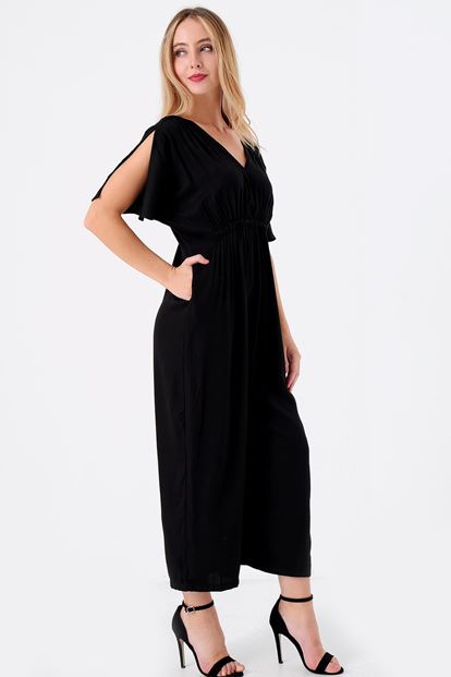 Siyah Kollari Yirtmaçli Tulum